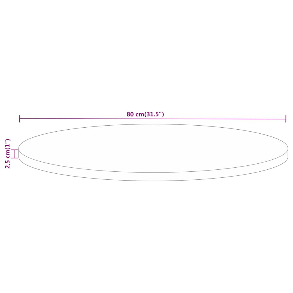 Stolna ploča Ø 80x2,5 cm okrugla od masivnog grubog drva manga