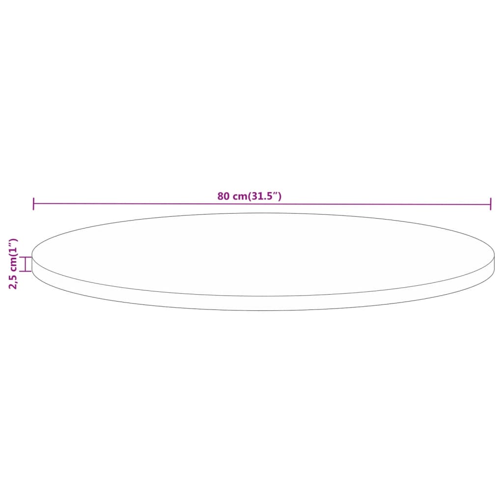 Stolna ploča Ø 80 x 2,5 cm okrugla od masivnog drva manga