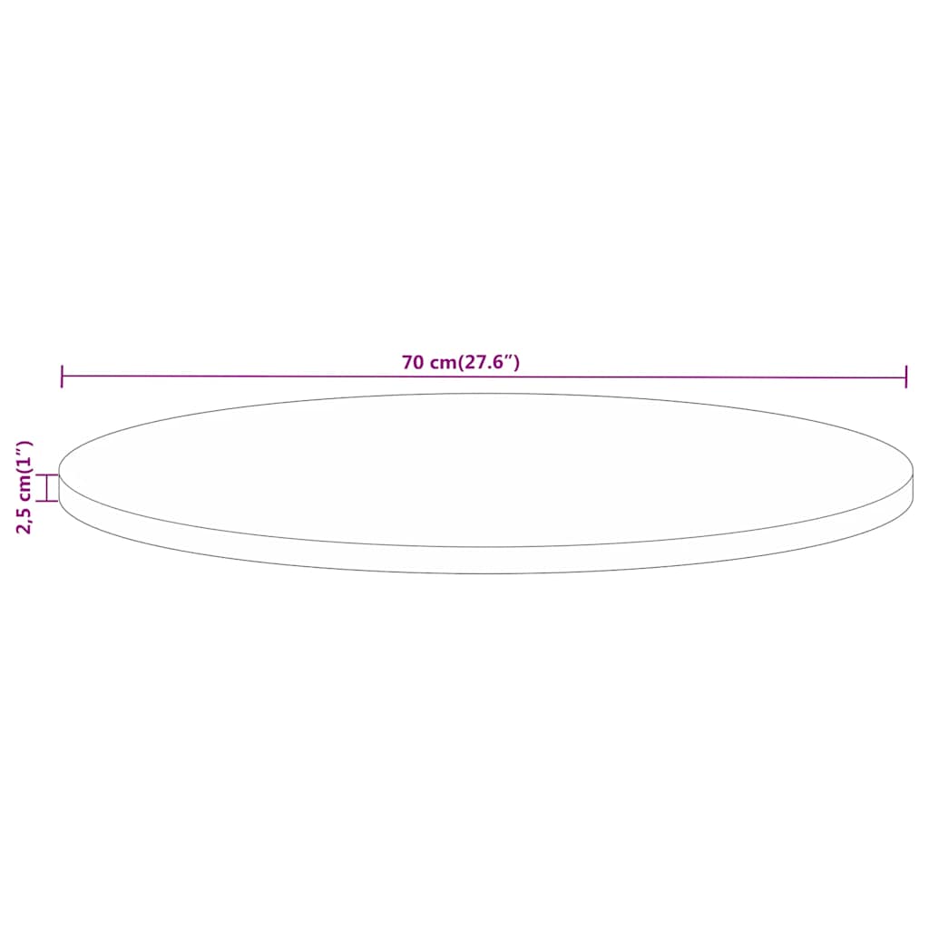 Stolna ploča Ø 70 x 2,5 cm okrugla od masivnog drva manga