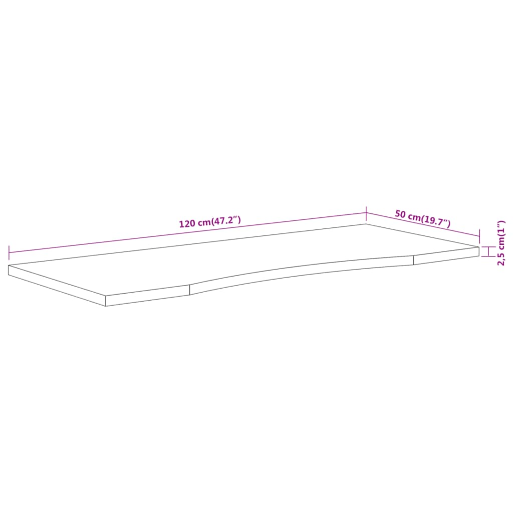 Ploča za radni stol 120x50x2,5 cm pravokutna od drva bagrema