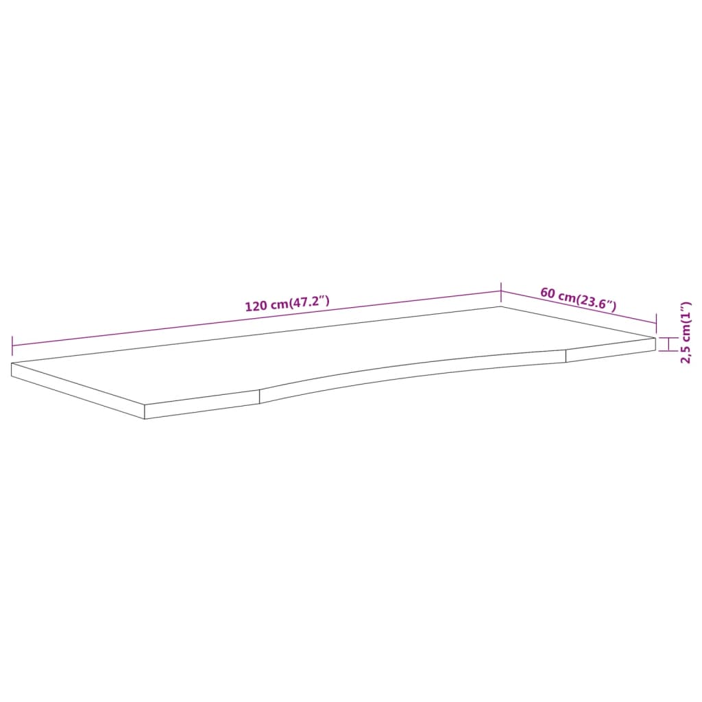 Ploča za radni stol 120x60x2,5 cm pravokutna od drva bagrema