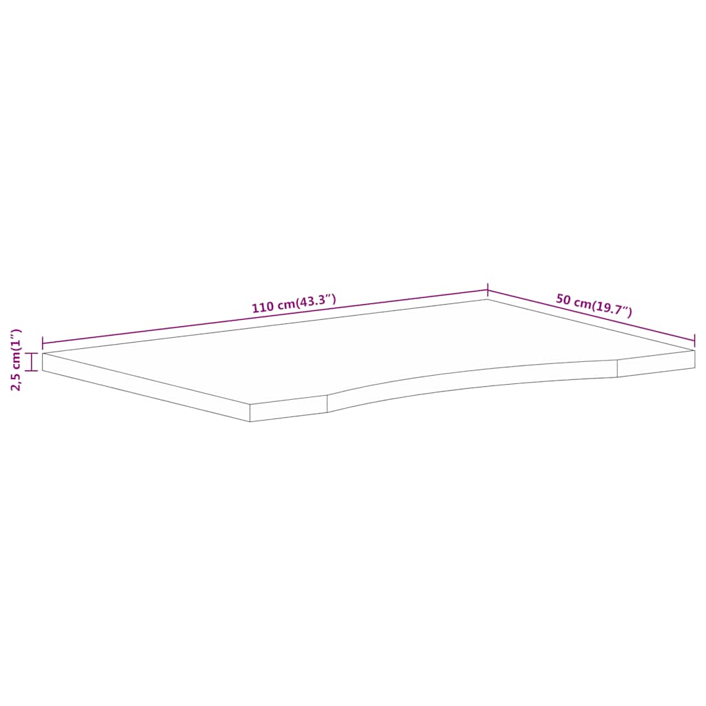 Ploča za radni stol zaobljena 110x50x2,5 cm od drva manga