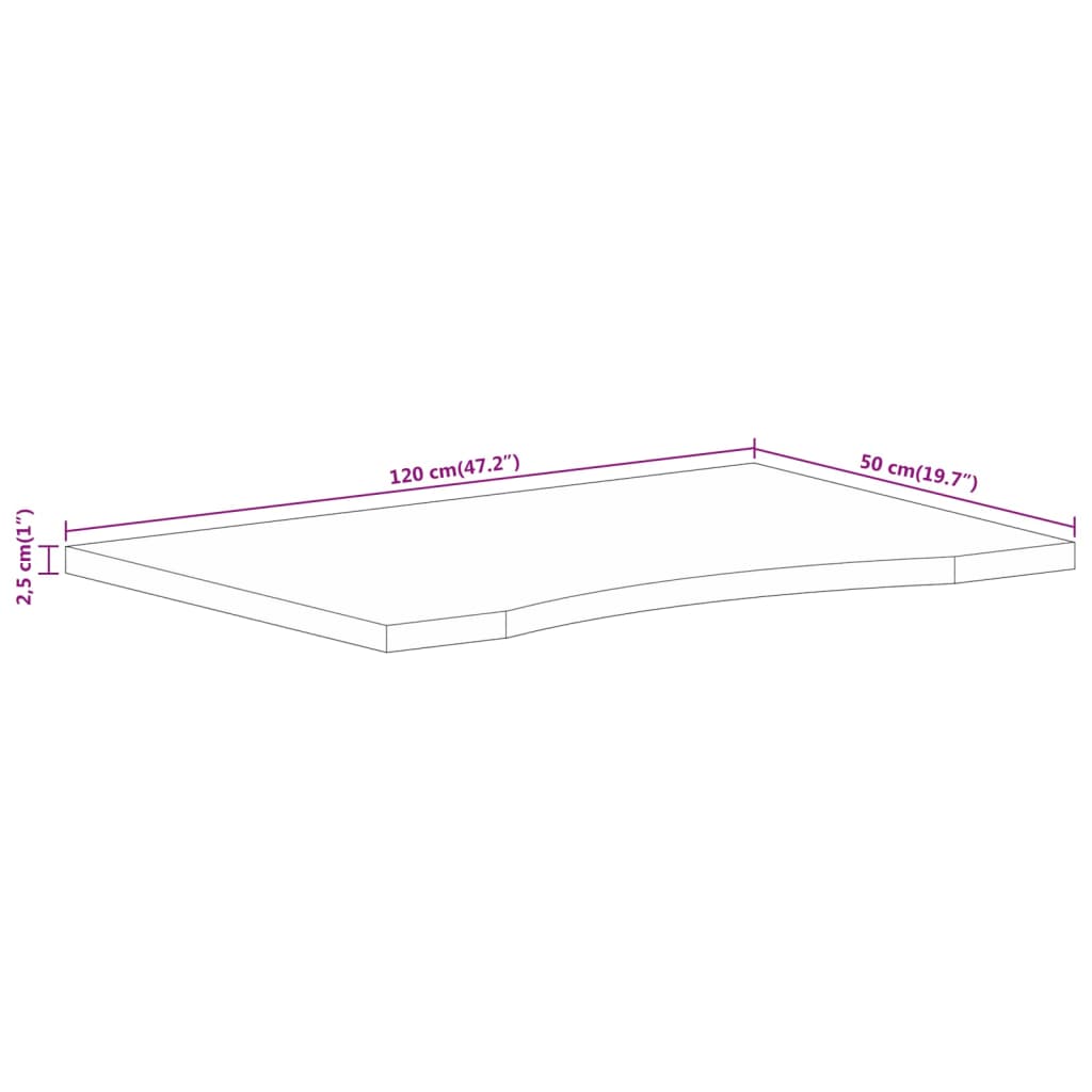 Ploča za radni stol zaobljena 120x50x2,5 cm od drva manga