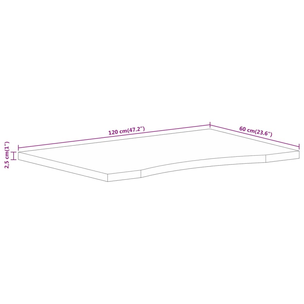 Ploča za radni stol zaobljena 120 x 60 x 2,5 cm od drva manga