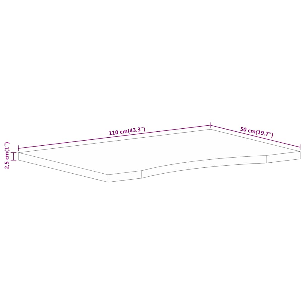 Ploča za radni stol zaobljena 110x50x2,5 cm od drva manga