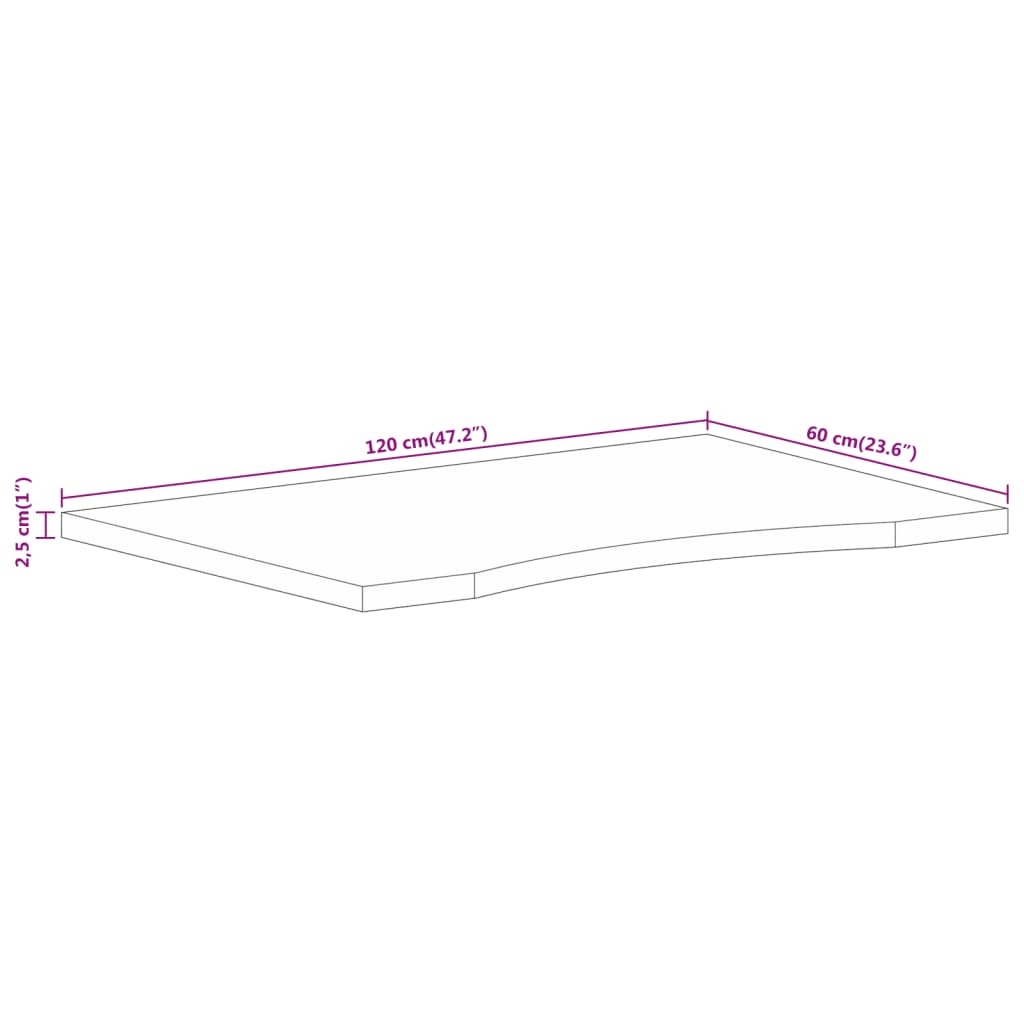 Ploča za radni stol zaobljena 120 x 60 x 2,5 cm od drva manga
