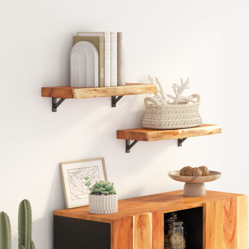 Zidna polica 40x20x2,5 cm pravokutna bagremovo drvo živi rub