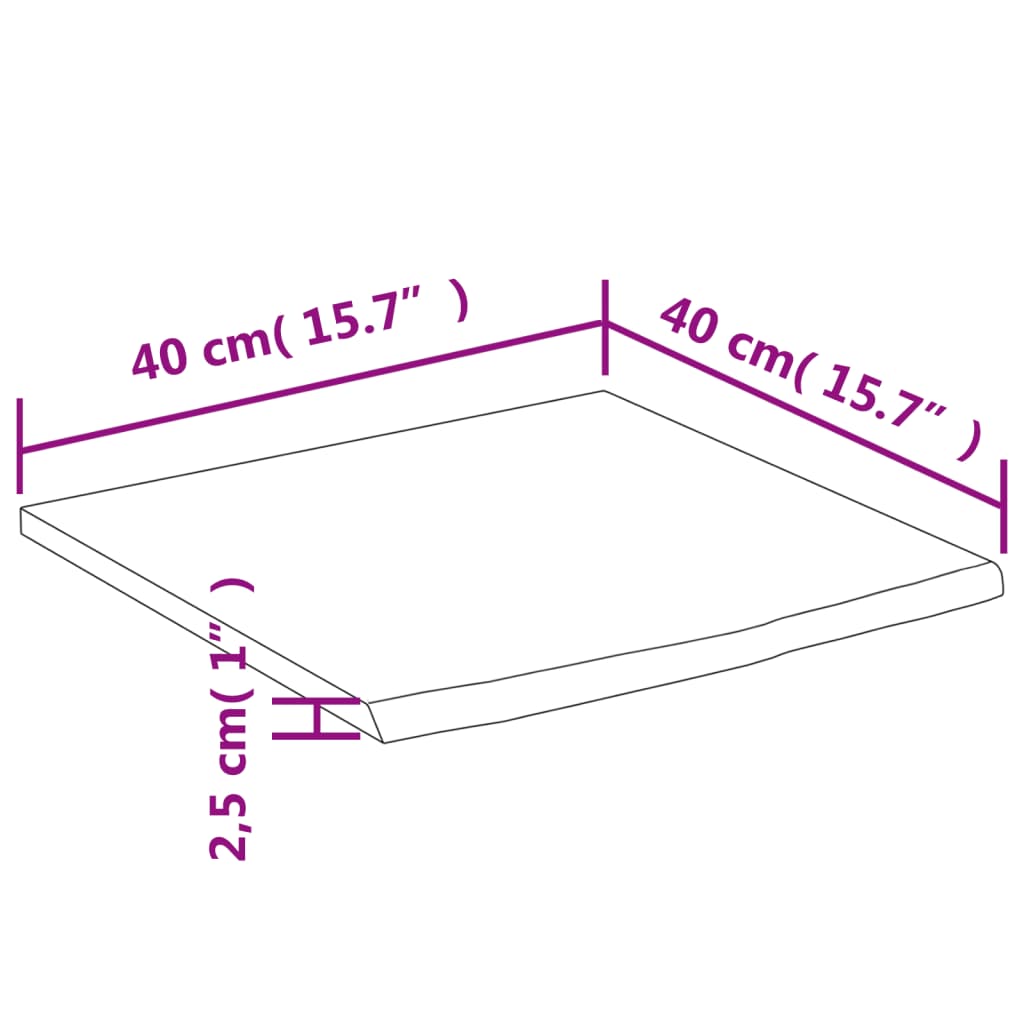 Zidna polica 40x40x2,5 cm četvrtasta od bagrema sa živim rubom