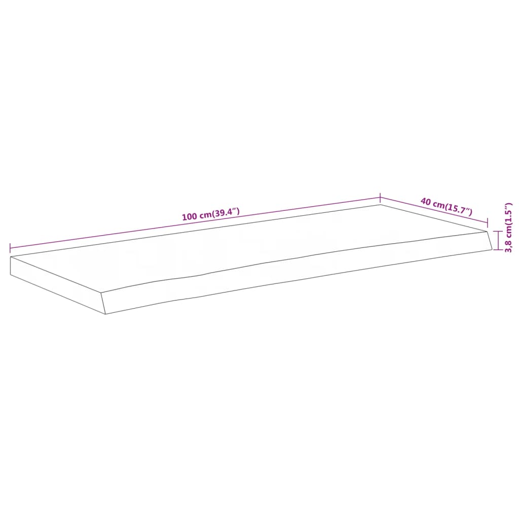 Stolna ploča 100x40x3,8 cm pravokutna od bagrema s živim rubom