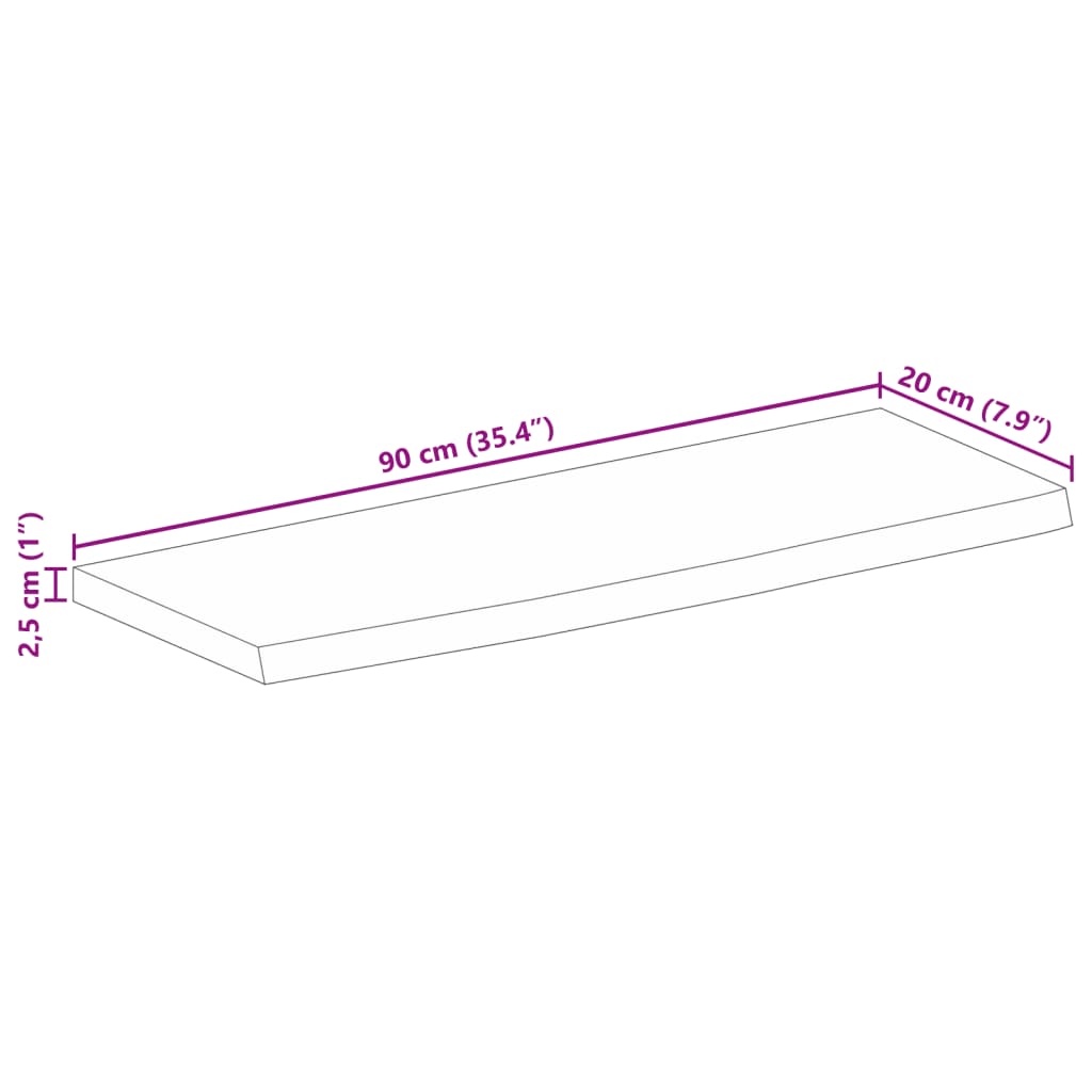 Stolna ploča 90x20x2,5 cm od masivnog drva manga sa živim rubom