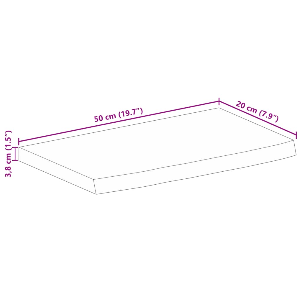 Stolna ploča 50x20x3,8 cm masivno drvo manga sa živim rubom