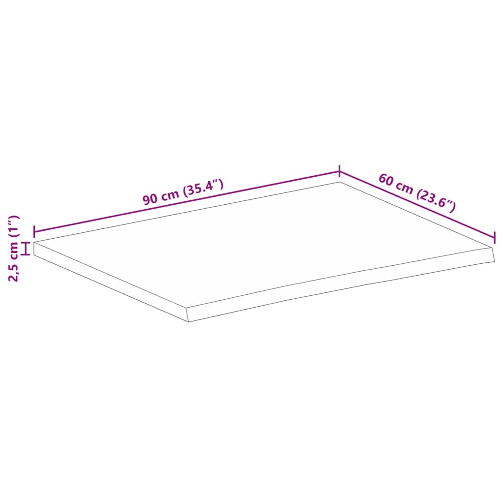 Stolna ploča sa živim rubom 90x60x2,5 cm od masivnog drva manga