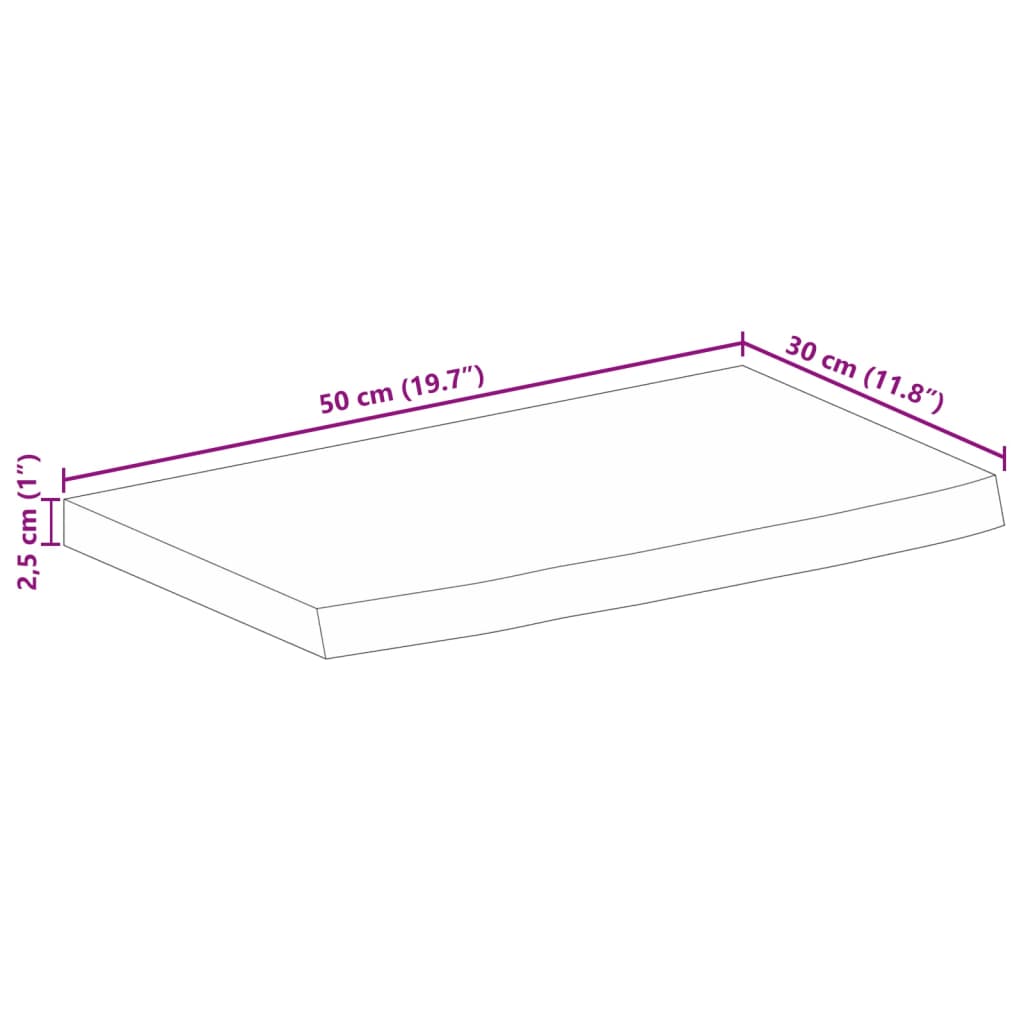 Stolna ploča sa živim rubom 50x30x2,5 cm od masivnog drva manga