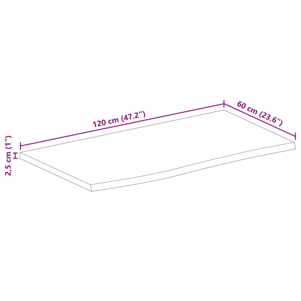 Stolna ploča sa živim rubom 120x60x2,5cm od masivnog drva manga