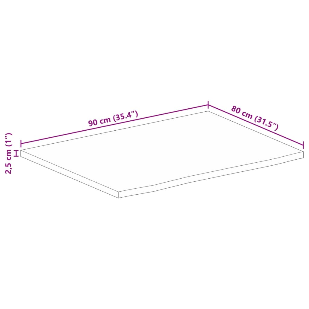 Stolna ploča sa živim rubom 90x80x2,5 cm od masivnog drva manga