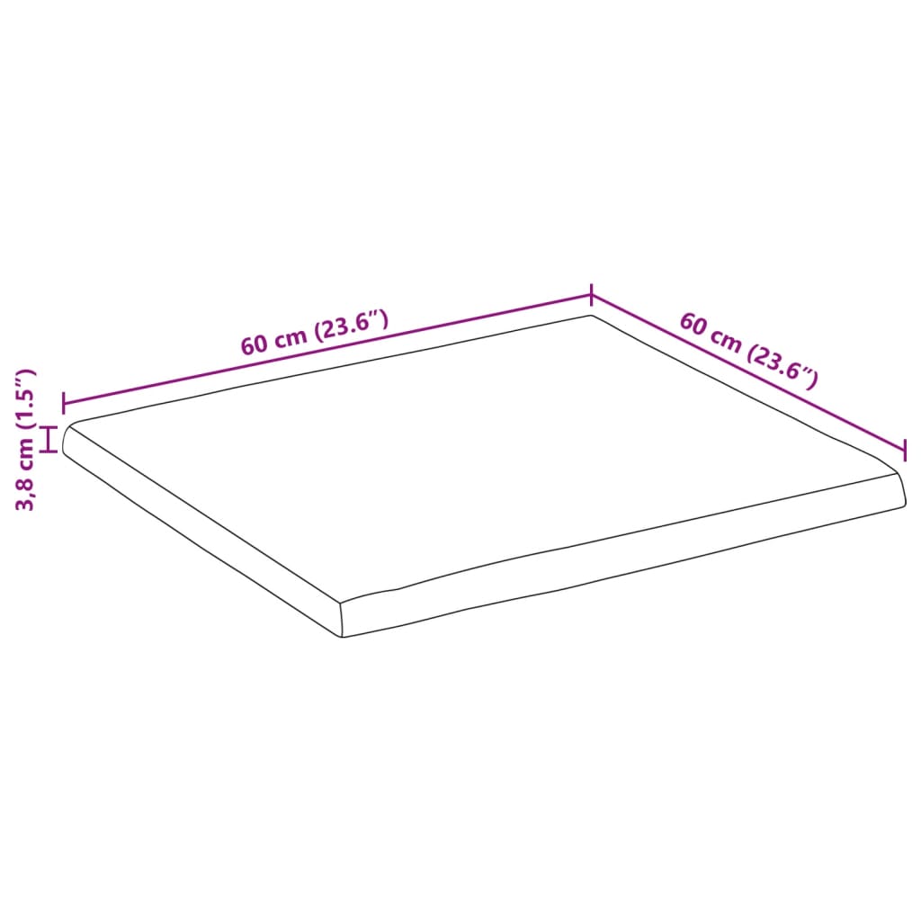 Stolna ploča 60x60x3,8 cm četvrtasta od bagrema sa živim rubom