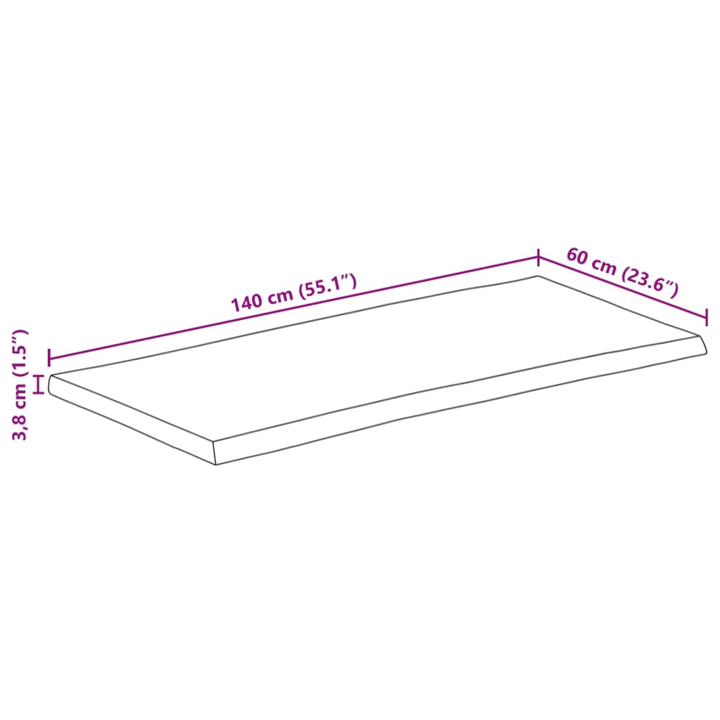 Stolna ploča 140x60x3,8 cm pravokutna bagremovo drvo živi rub