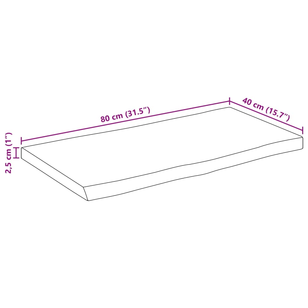 Stolna ploča sa živi rub 80x40x2,5 cm masivno grubo drvo manga