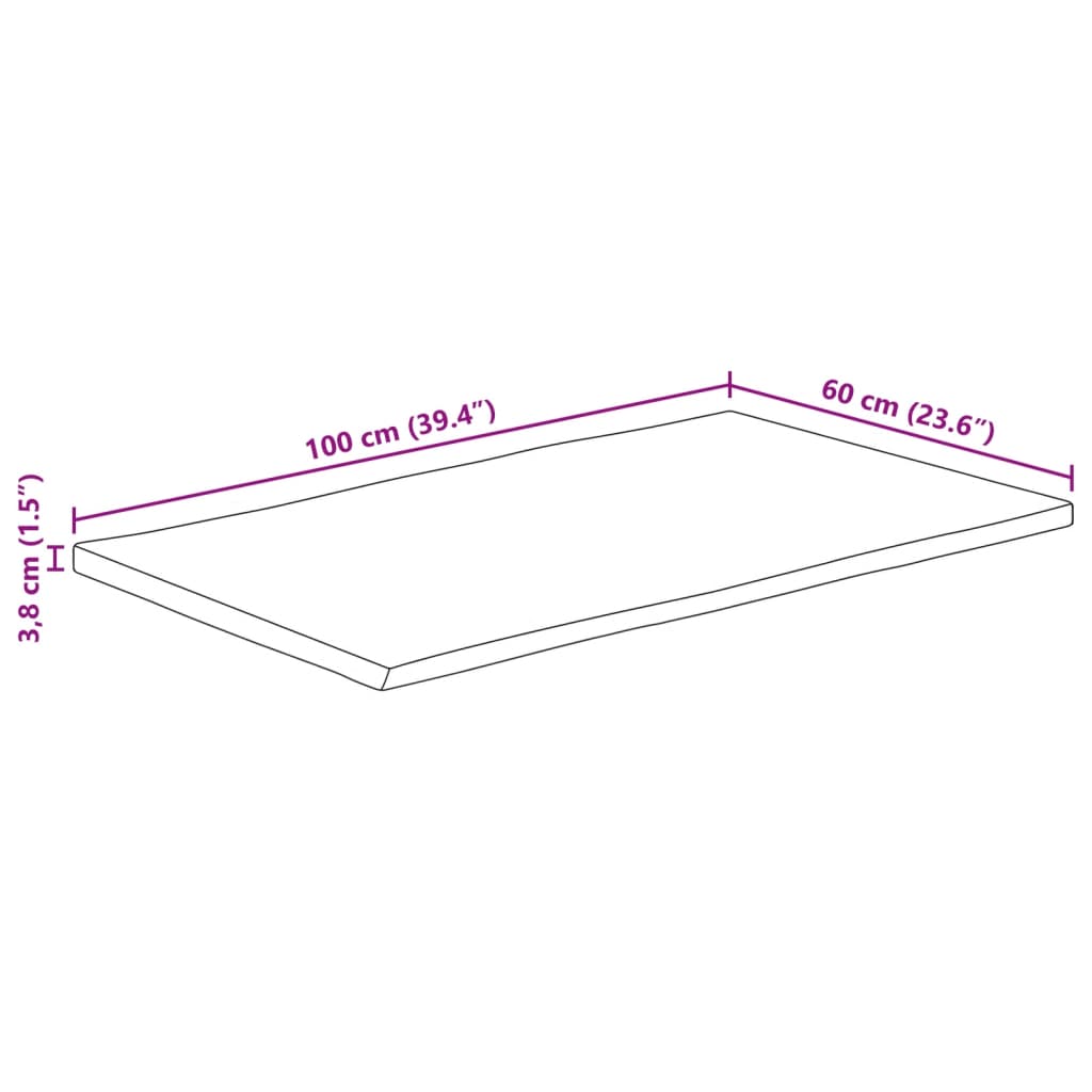Stolna ploča 100x60x3,8cm od masivnog drva manga sa živim rubom