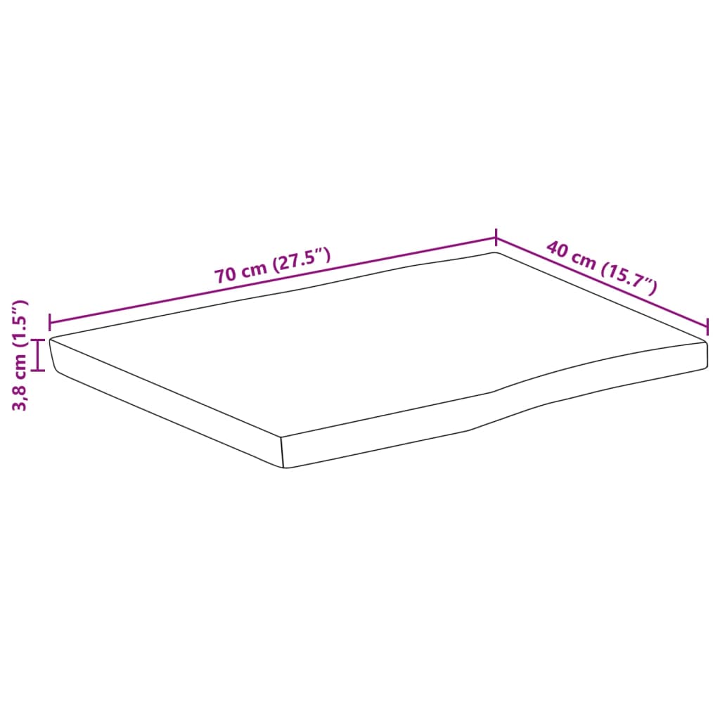 Stolna ploča 70x40x3,8 cm od masivnog drva manga sa živim rubom