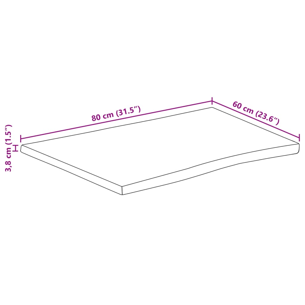 Stolna ploča 80x60x3,8 cm od masivnog drva manga sa živim rubom