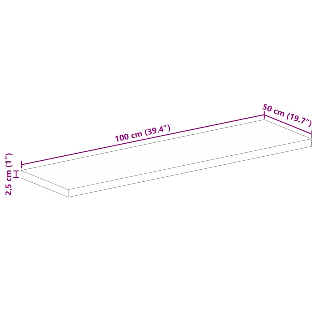 Ploča stola 100x50x2,5 cm pravokutna od punog drva bagrem