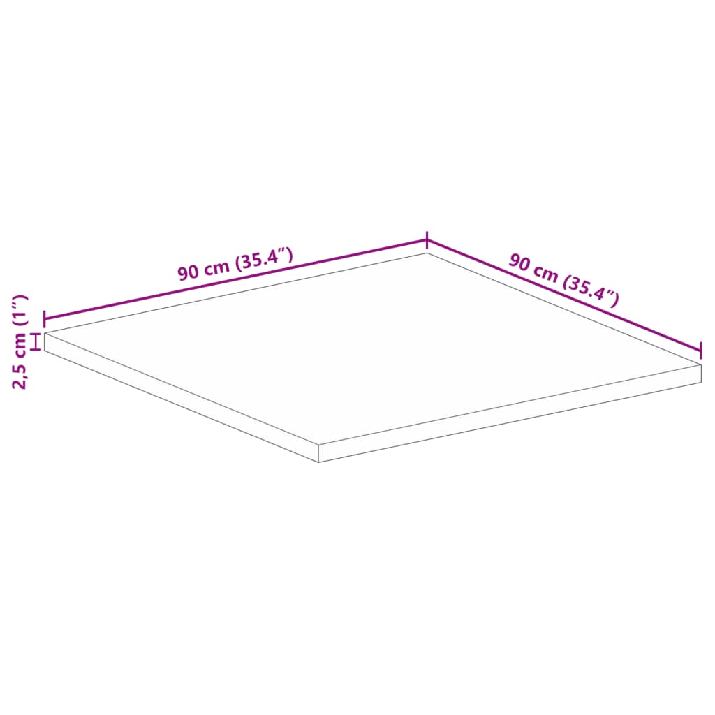 Stolna ploča 90x90x2,5 cm četvrtasta od masivnog drva bagrema
