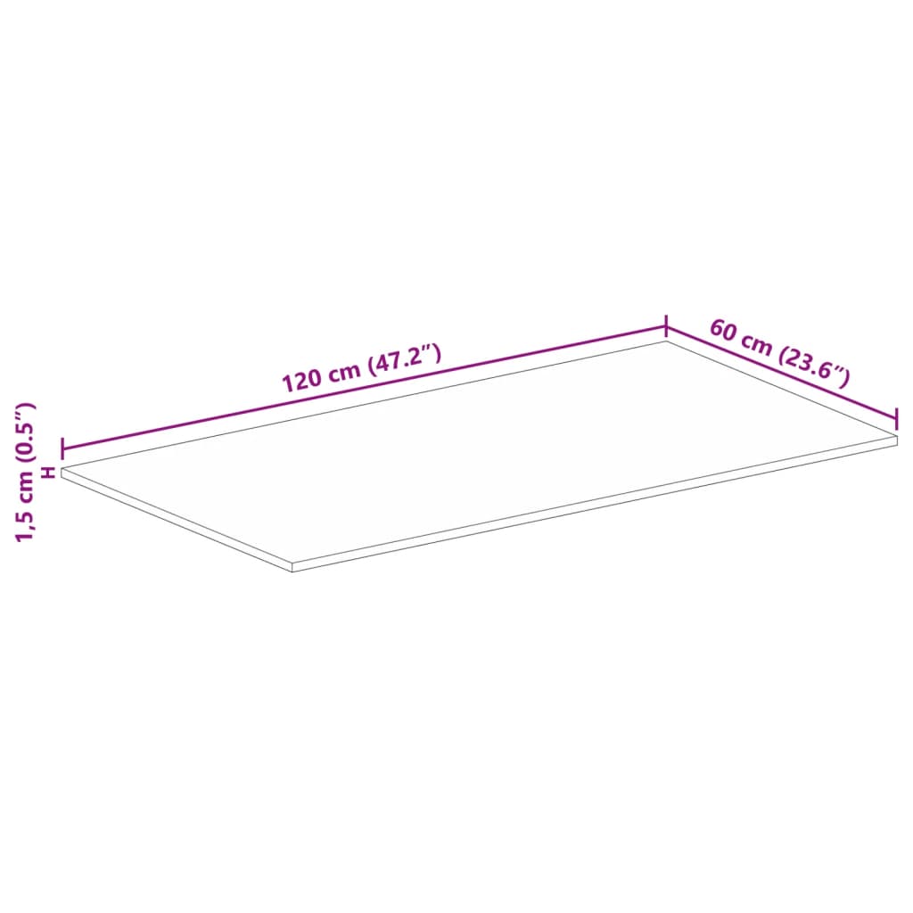 Ploča za stol 120x60x1,5 cm pravokutna masivno obnovljeno drvo