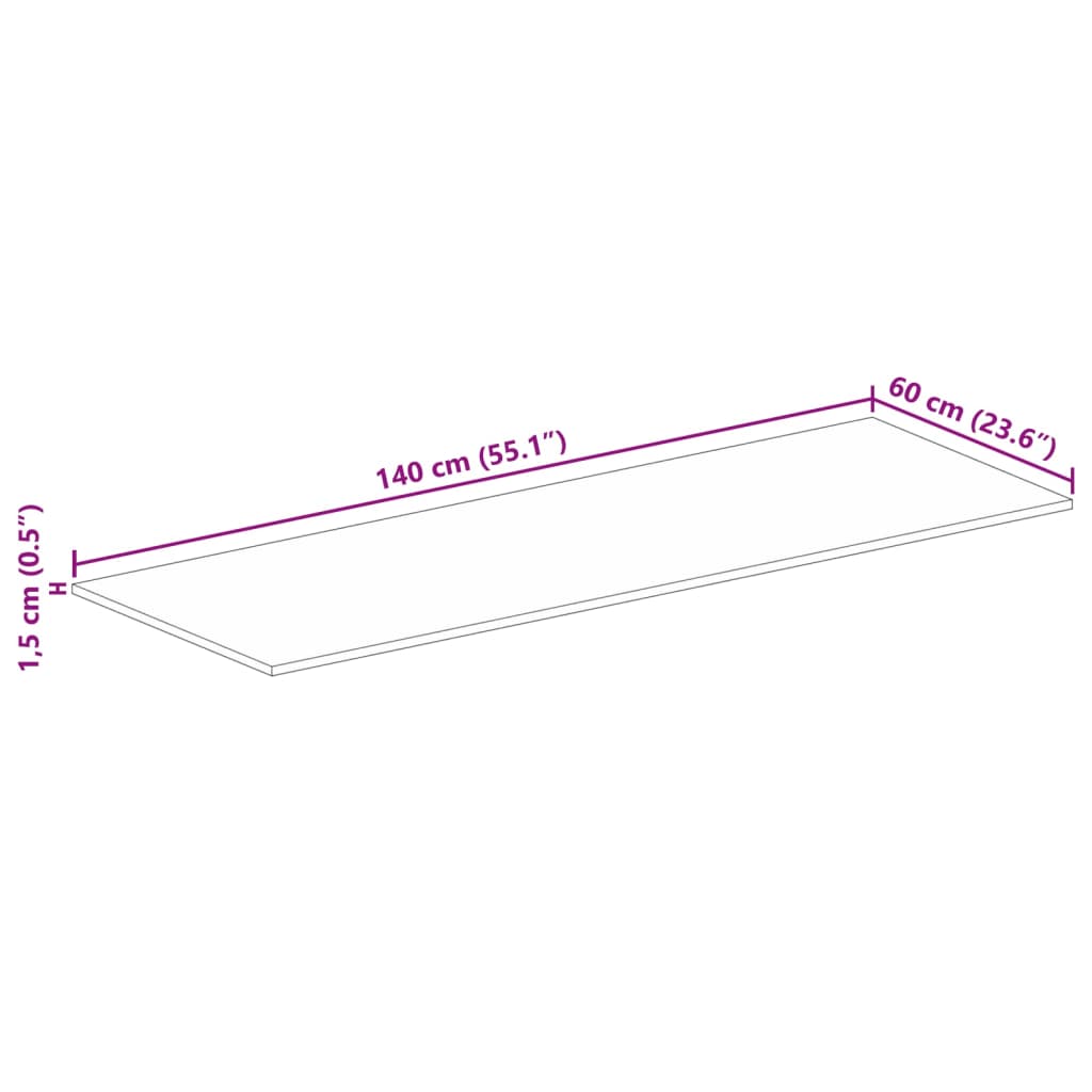 Stolna ploča 140x60x1,5 cm pravokutna masivno obnovljeno drvo