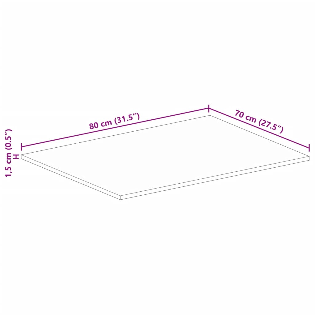 Stolna ploča 80x70x1,5 cm pravokutna masivno obnovljeno drvo