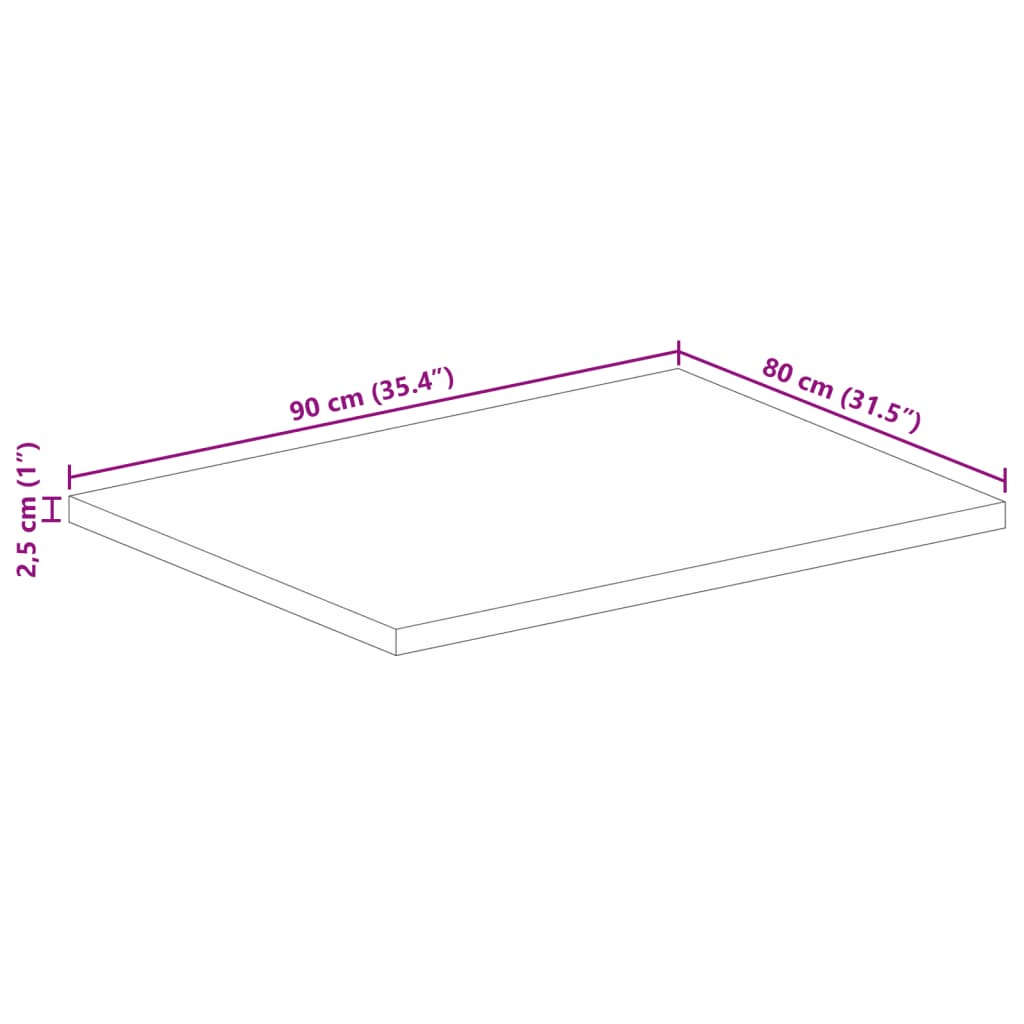 Stolna ploča 90x80x2,5 cm pravokutna masivno obnovljeno drvo