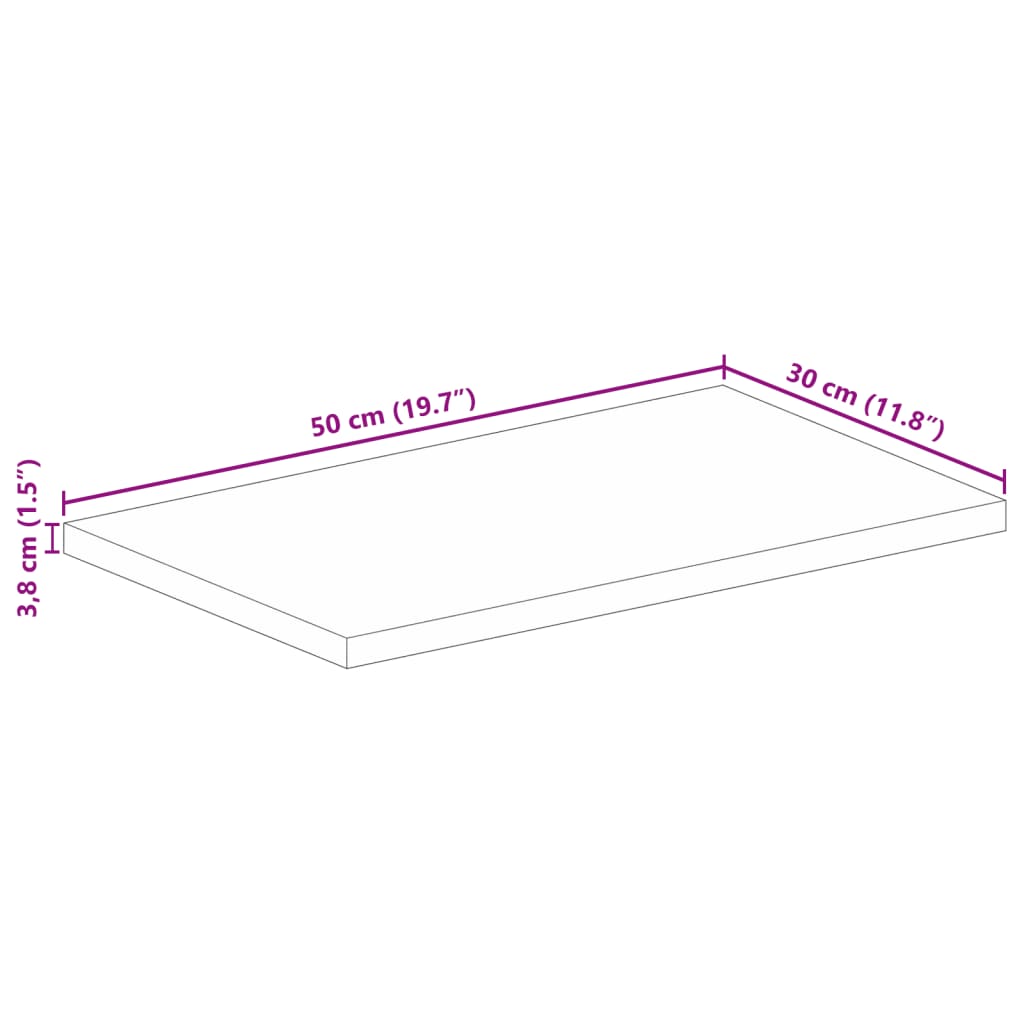 Ploča za stol 50x30x3,8 cm pravokutna masivno obnovljeno drvo