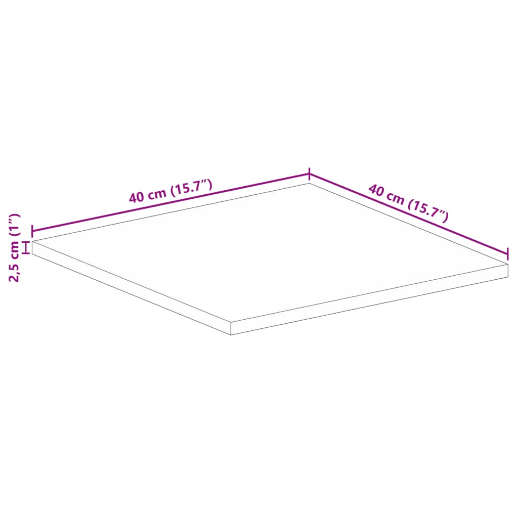 Stolna ploča 40x40x2,5 cm četvrtasta masivno obnovljeno drvo