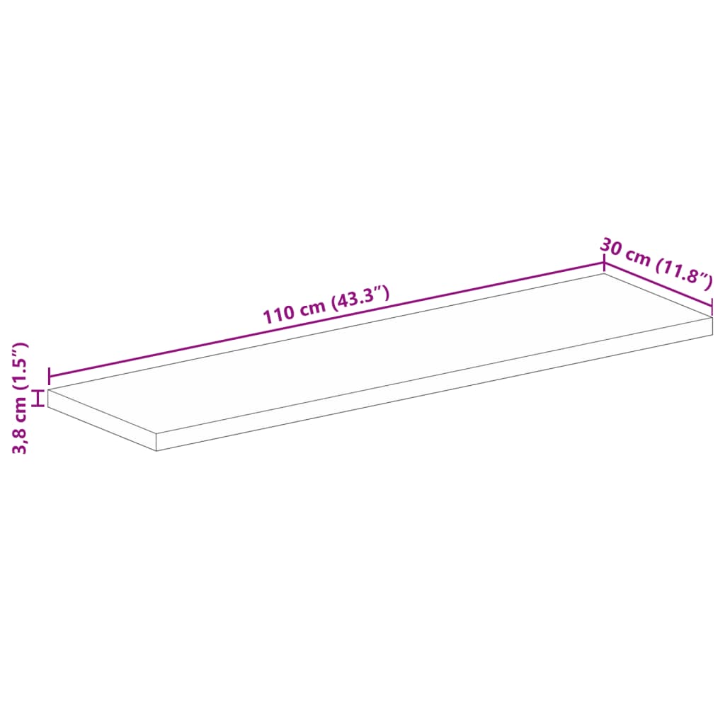 Ploča za stol 110x30x3,8 cm pravokutna masivno obnovljeno drvo