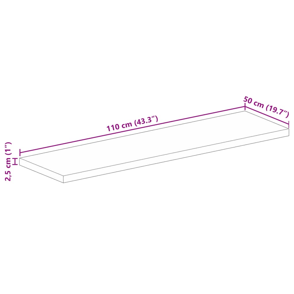 Stolna ploča 110x50x2,5 cm pravokutna masivno grubo drvo manga
