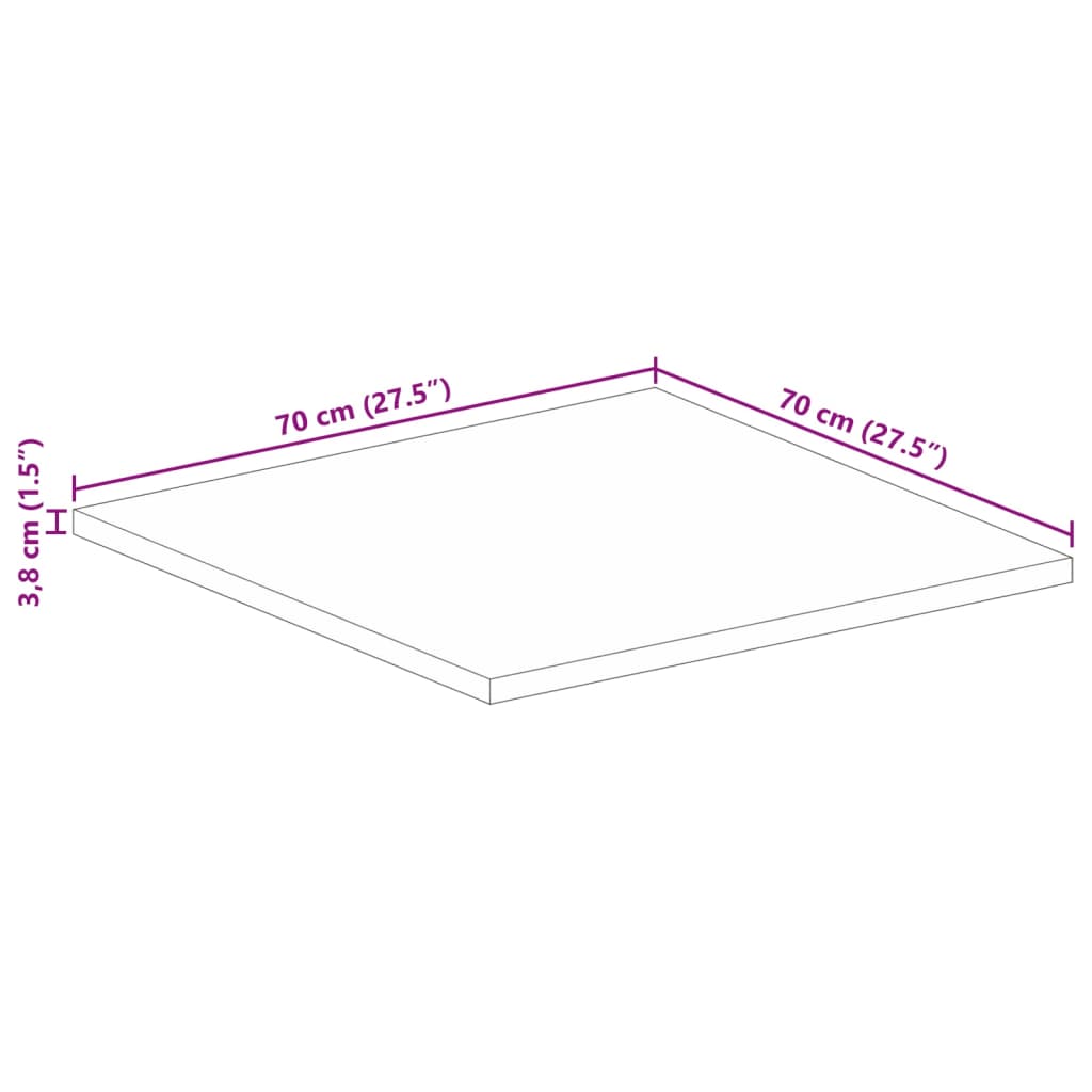 Stolna ploča 70x70x3,8 cm četvrtasta od masivnog drva manga