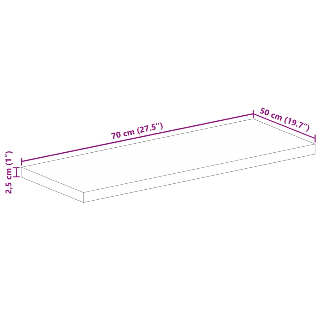 Stolna ploča 70x50x2,5 cm pravokutna od masivnog drva manga