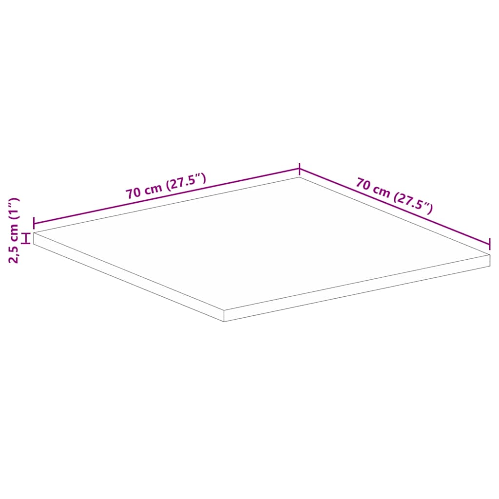 Stolna ploča 70x70x2,5 cm četvrtasta od masivnog drva manga