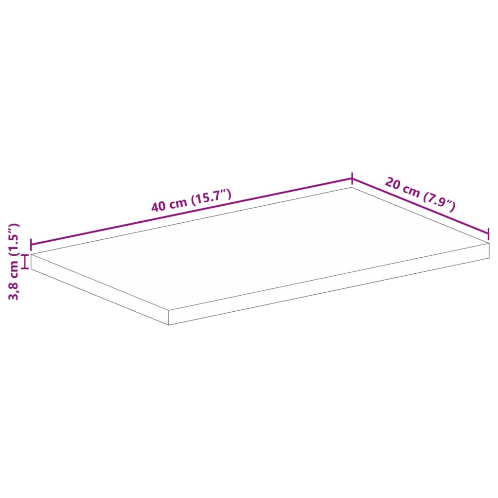 Ploča stola 40x20x3,8 cm Pravokutna Masivno Drvo Mango