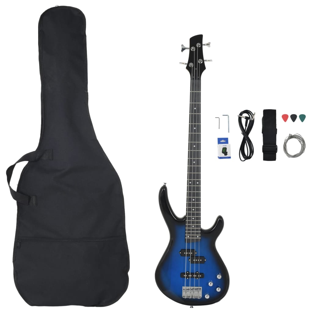 Električna bas gitara za početnike s torbom plavo-crna 4/4 46 "