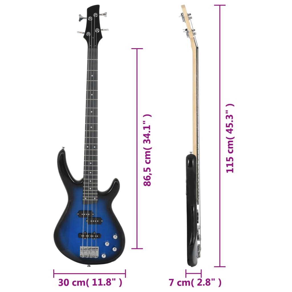 Električna bas gitara za početnike s torbom plavo-crna 4/4 46 "