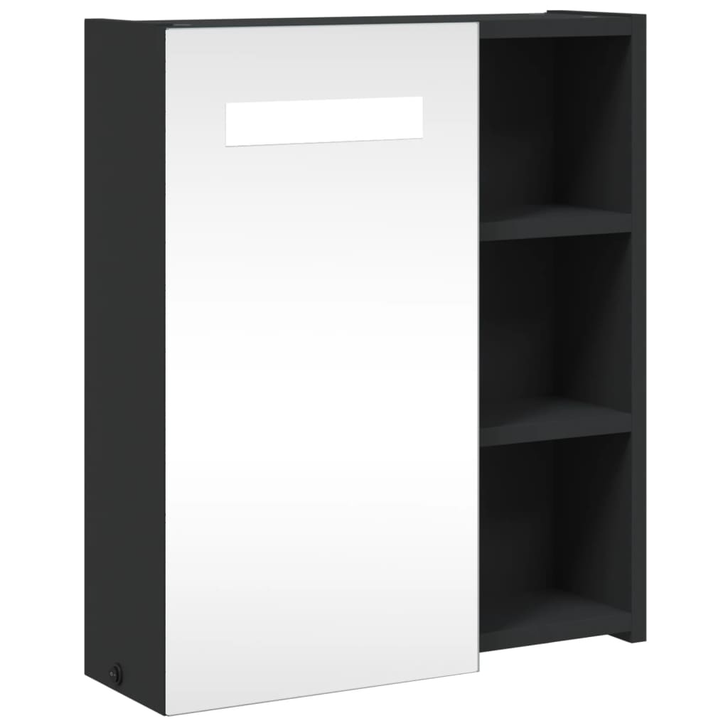 Kupaonski ormarić s ogledalom i LED svjetlom crni 45x13x52 cm
