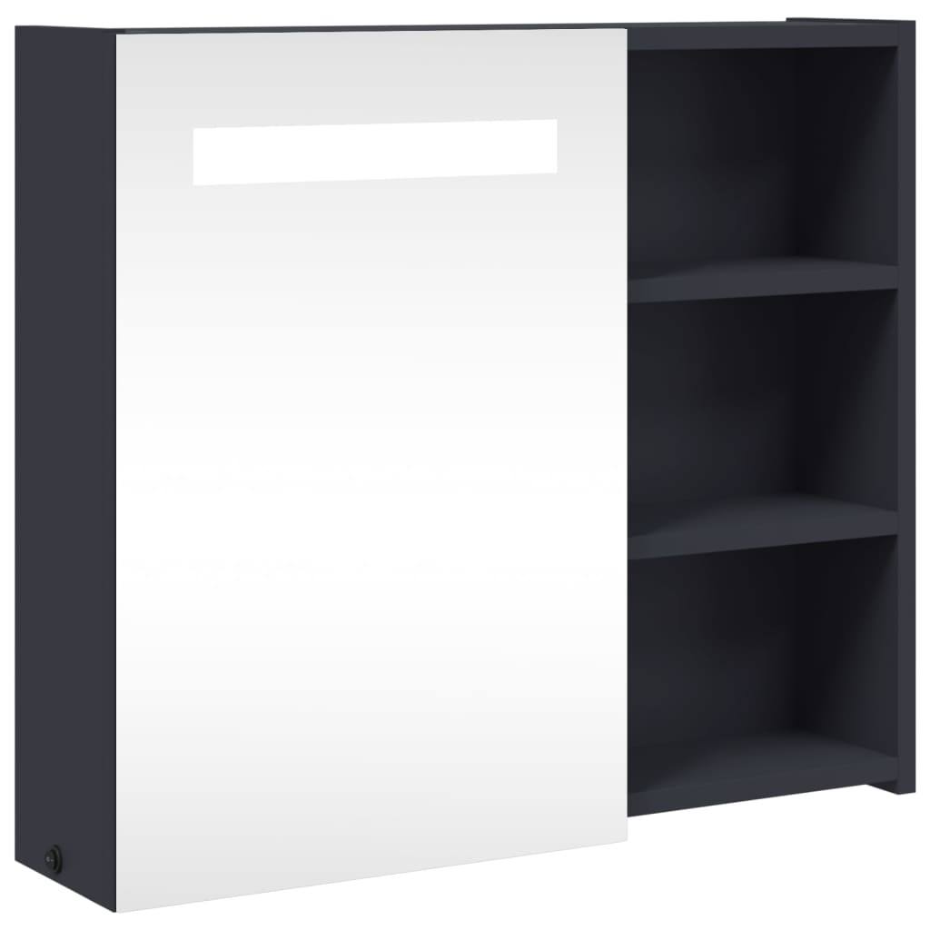 Kupaonski ormarić s ogledalom i LED svjetlom sivi 60x13x52 cm