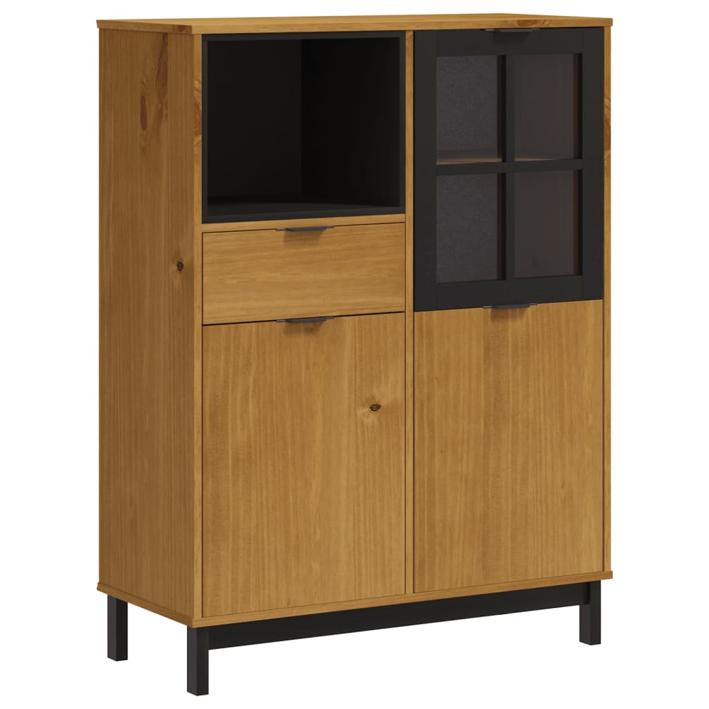 Visoka komoda sa staklenim vratima FLAM 92x40x122,5 cm borovina
