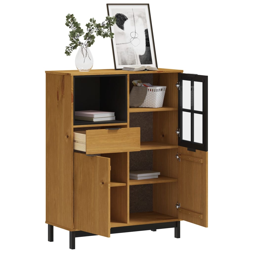 Visoka komoda sa staklenim vratima FLAM 92x40x122,5 cm borovina