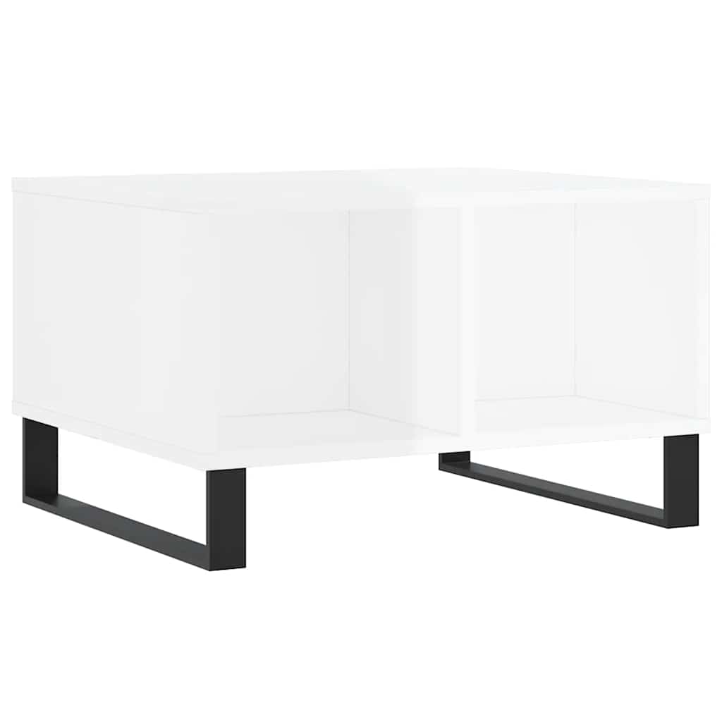 Stolić za kavu sjajni bijeli 60x50x36,5 cm konstruirano drvo