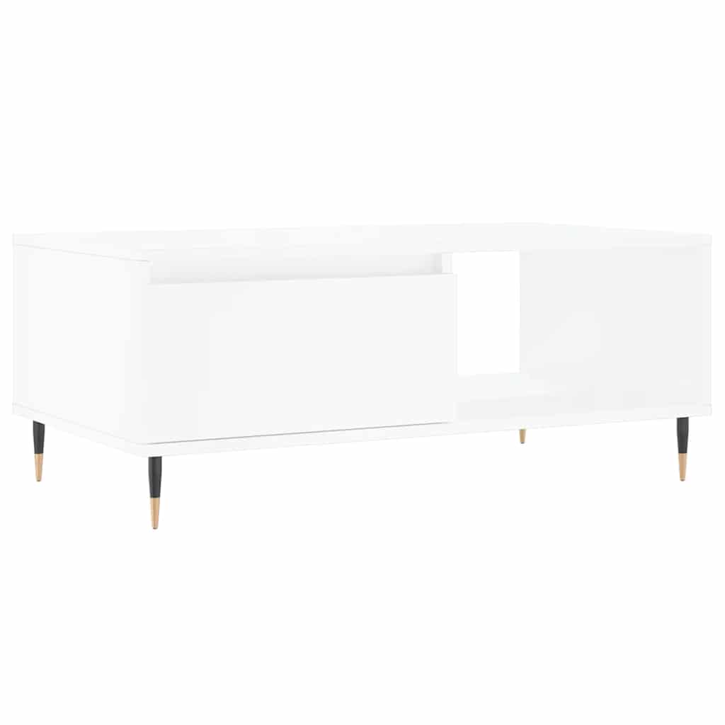 Stolić za kavu bijeli 90 x 50 x 36,5 cm od konstruiranog drva Bijela