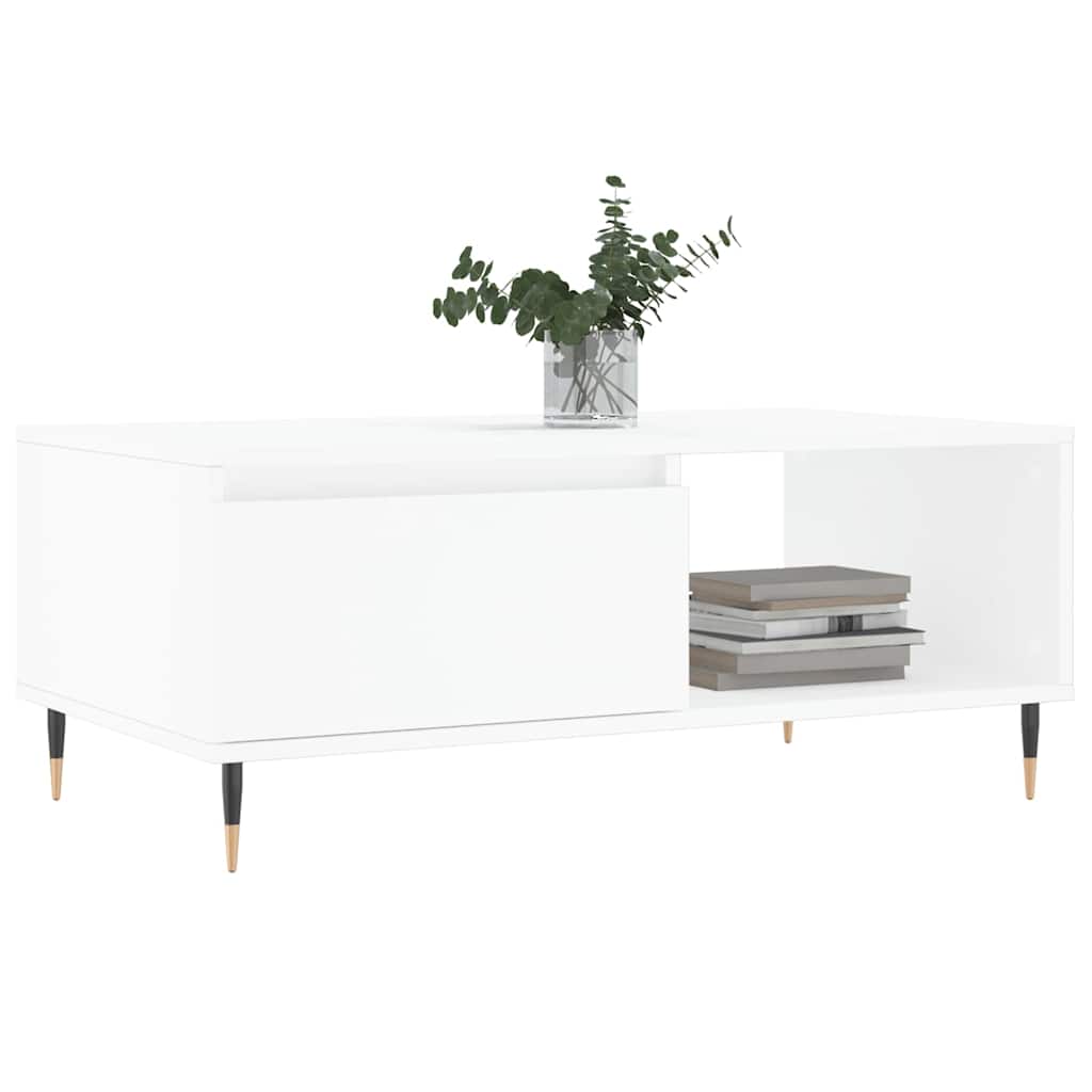 Stolić za kavu bijeli 90 x 50 x 36,5 cm od konstruiranog drva Bijela
