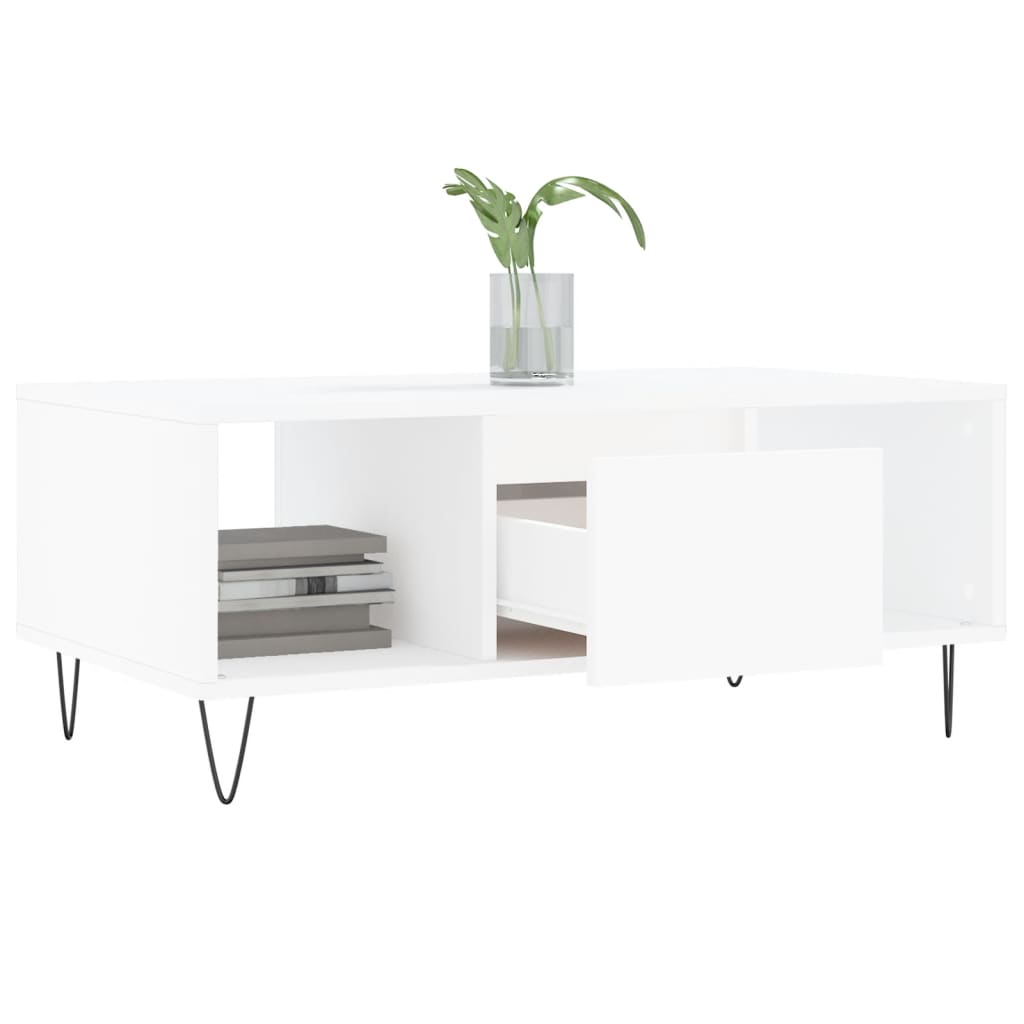 Stolić za kavu bijeli 90 x 50 x 36,5 cm od konstruiranog drva