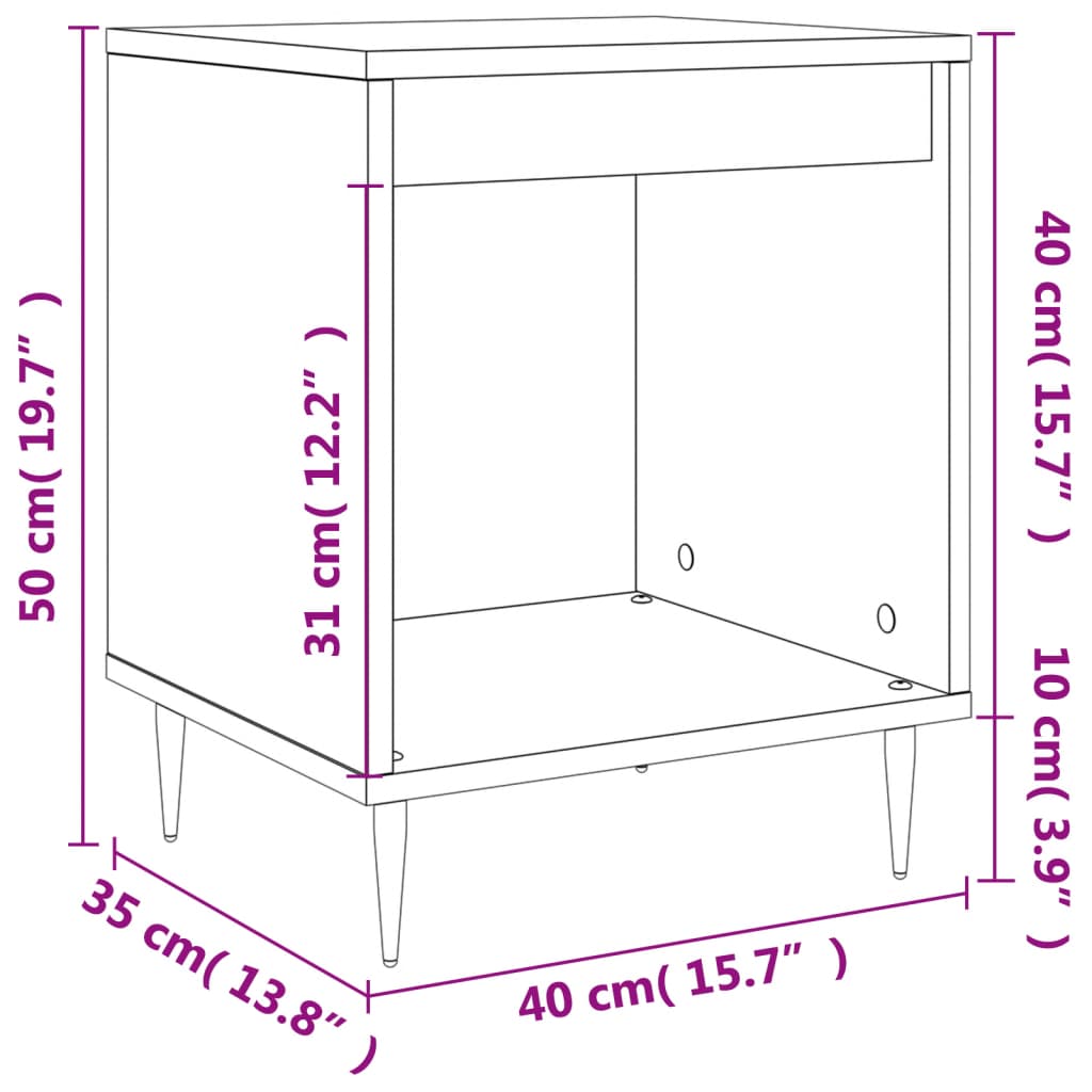 Noćni ormarići 2 kom crni 40x35x50 cm od konstruiranog drva